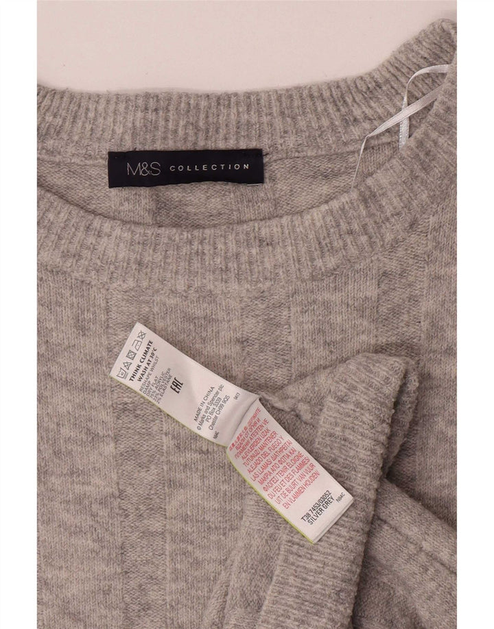 Marks & Spencer Suéter tipo jersey de gran tamaño con cuello barco para mujer UK 10 Small Grey