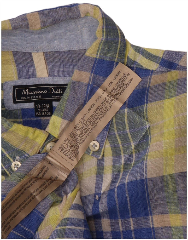 Massimo Dutti Camisa Niño 13-14 Años Cuadros Amarillo Lino