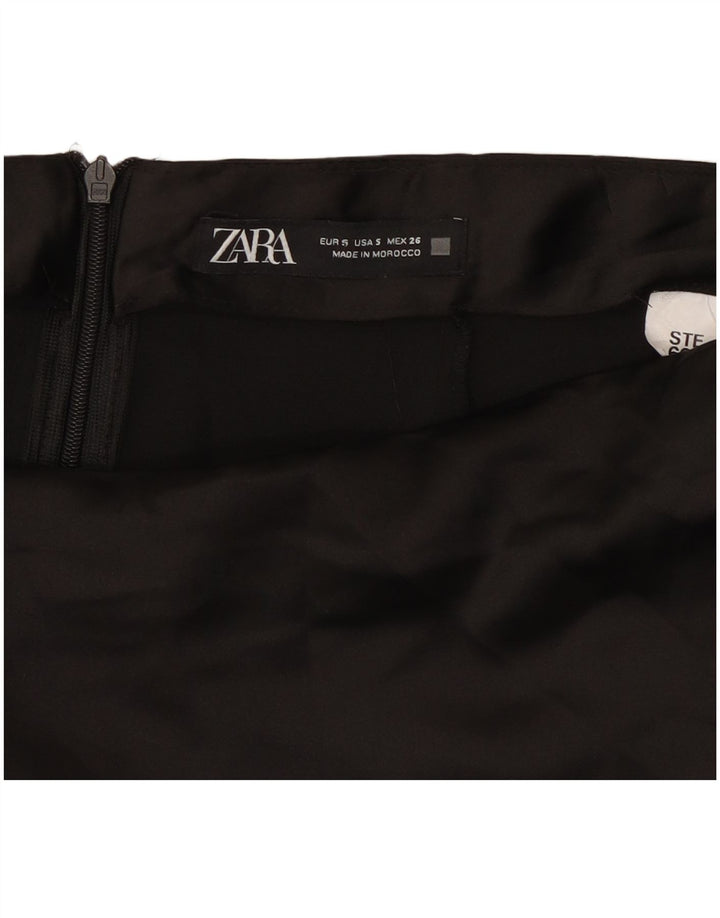 Zara Mujer Falda Midi Pequeña W26 Negro