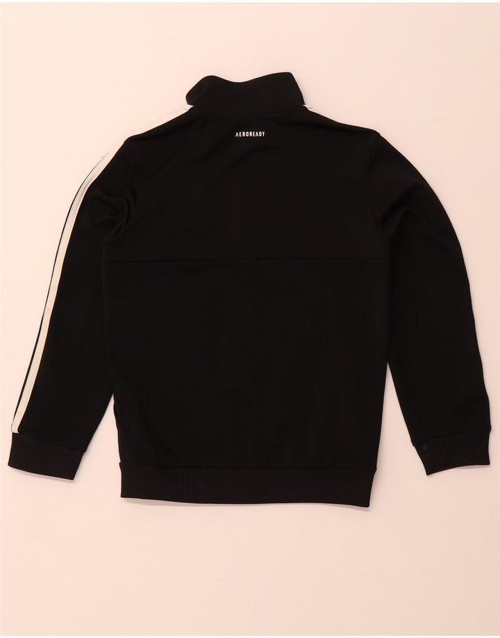 ADIDAS Boys Aeroready Chándal Top Chaqueta 7-8 Años Negro Poliéster