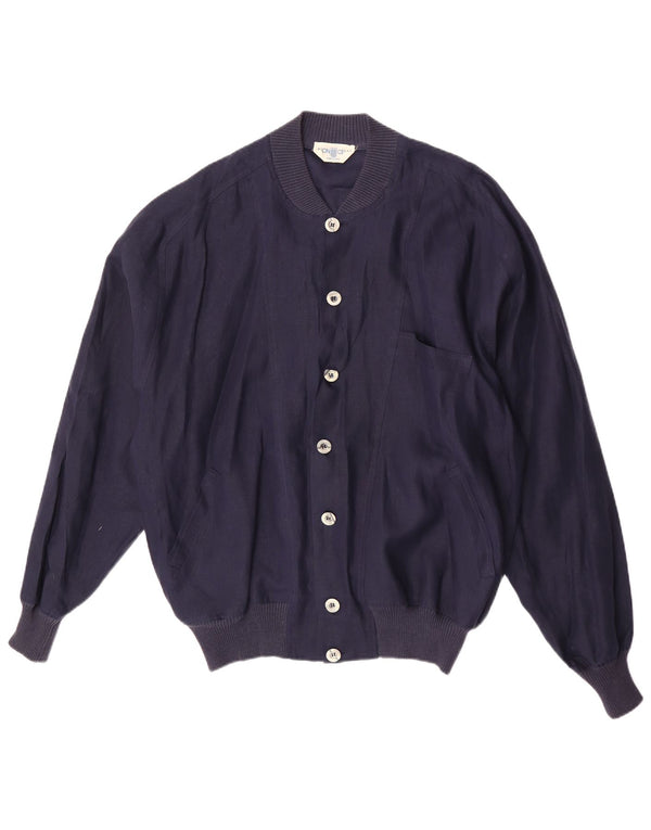 Avon Celli Chaqueta bomber holgada para hombre IT 46 Small Lino azul marino