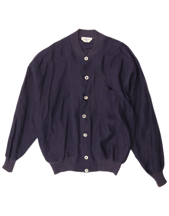 Avon Celli Chaqueta bomber holgada para hombre IT 46 Small Lino azul marino