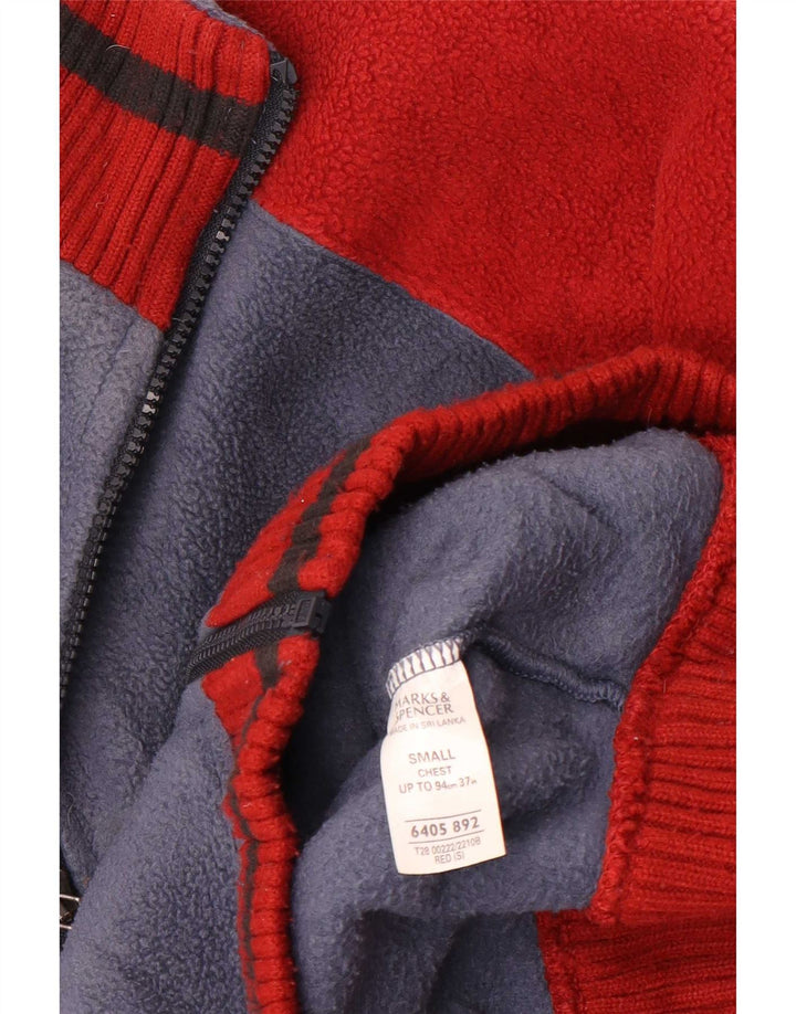 Marks & Spencer Chaqueta polar para hombre UK 36 Small Azul Colorblock Poliéster