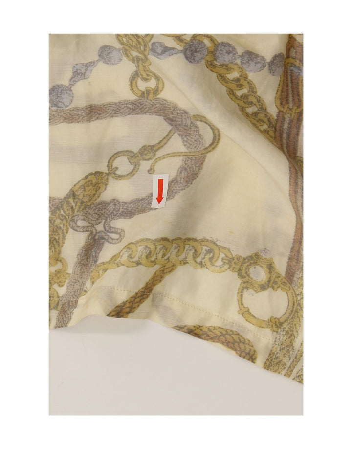 VINTAGE Mujer Patrón Abstracto Blusa Top Reino Unido 16 Acrílico Beige Grande