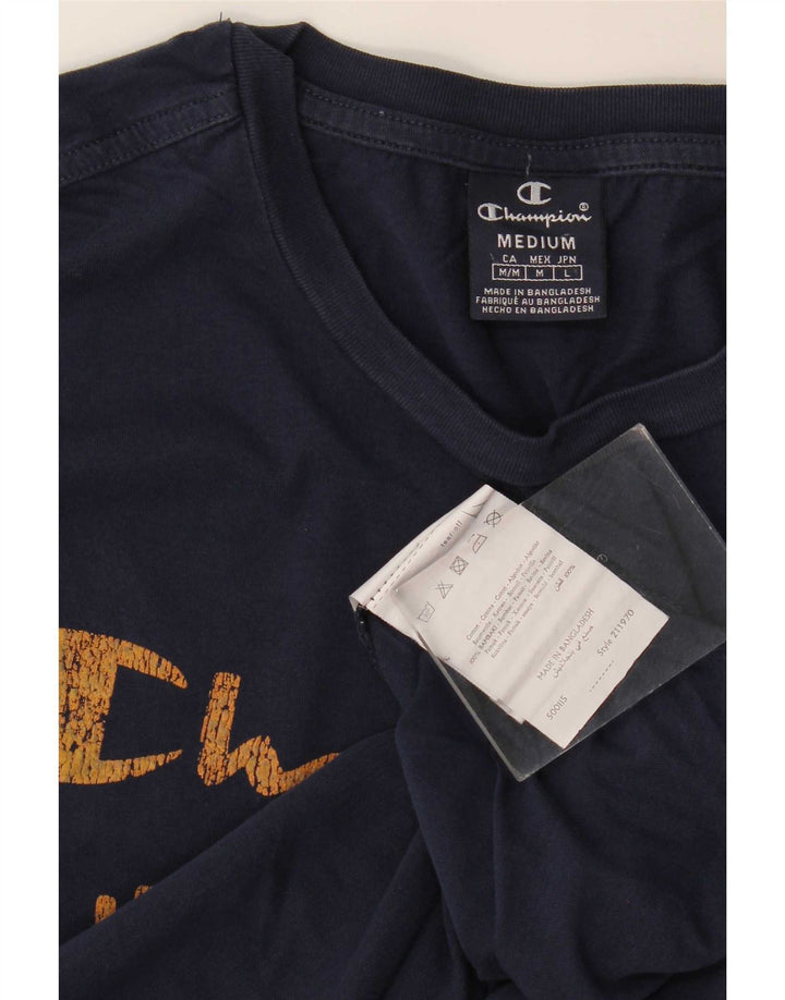 Champion Top gráfico para hombre de manga larga de algodón azul marino medio