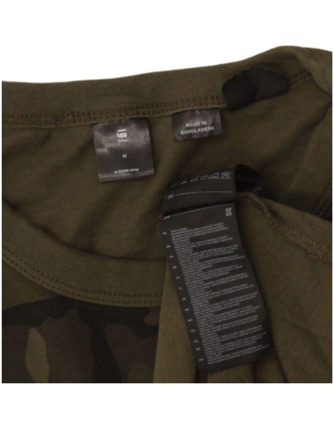 G-STAR Hombre Camiseta Top Algodón Camuflaje Verde Medio