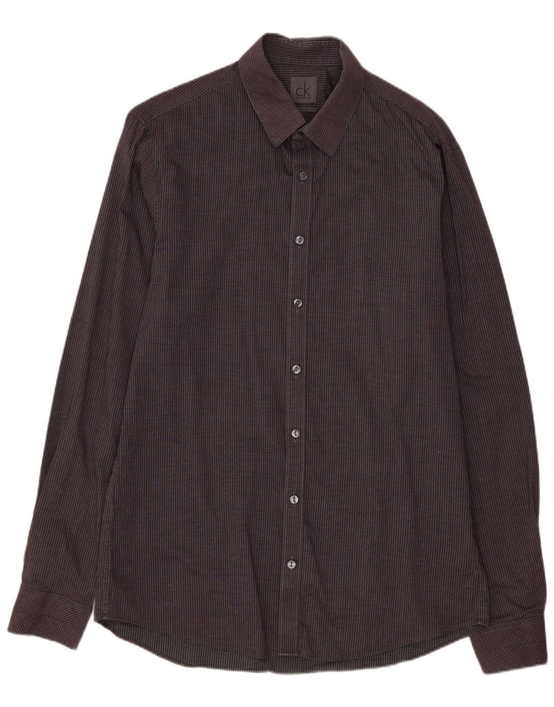 Camisa Calvin Klein Slim Fit para hombre talla 39 15 1/2 gris medio a rayas