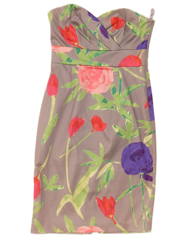 Vestido sin tirantes para mujer Coast UK 42 Acetato floral gris medio