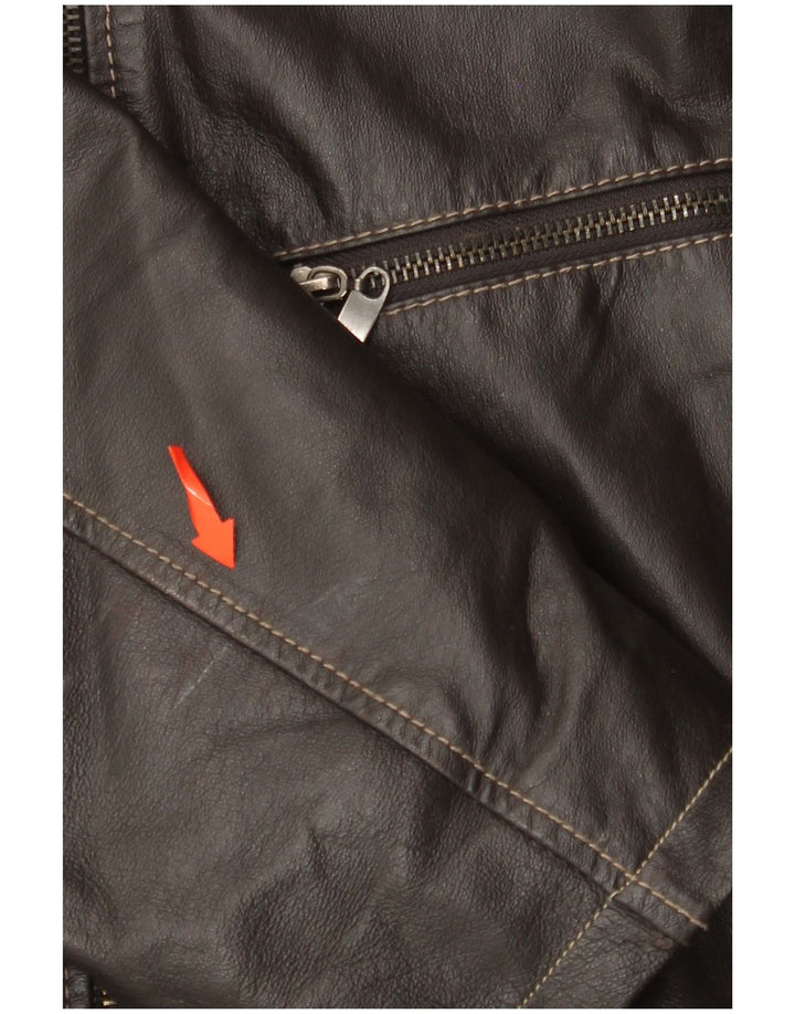 KARTEL Chaqueta de cuero para hombre UK 38 Cuero marrón medio