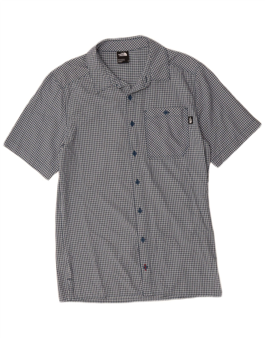 Camisa The North Face Hombre Manga Corta Small Azul Marino Cuadros Nylon