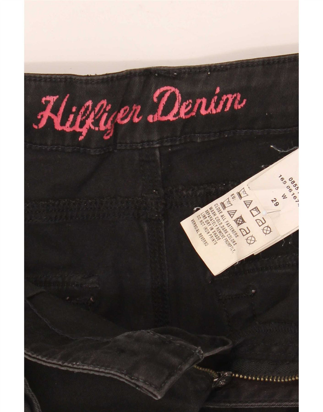 Tommy Hilfiger Pantalones cortos chinos pegados para mujer W29 Algodón negro mediano