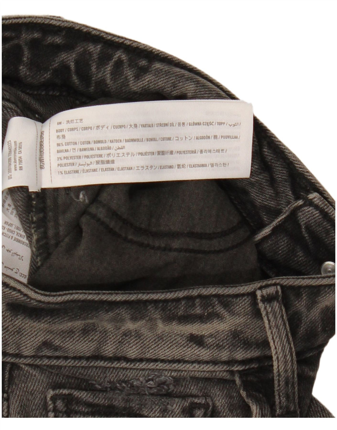 HOLLISTER Vaqueros rectos desgastados de talle alto para mujer W25 L27 Algodón negro