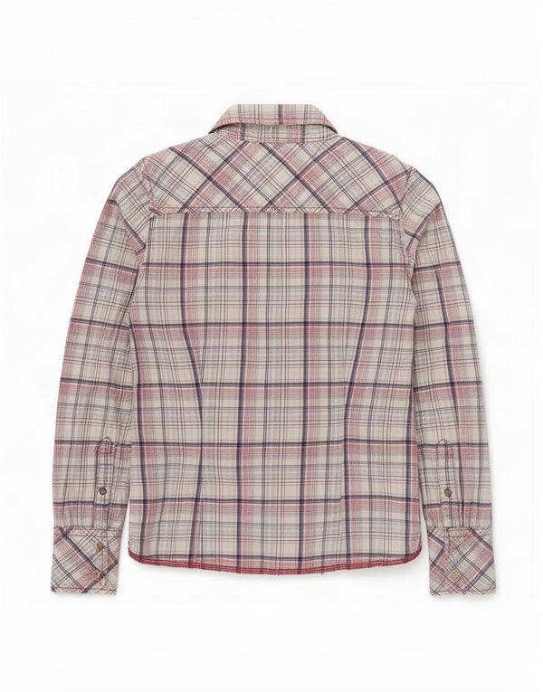 Tommy Hilfiger Camisa Formal para Mujer UK 10 Small White Plaid Cotton