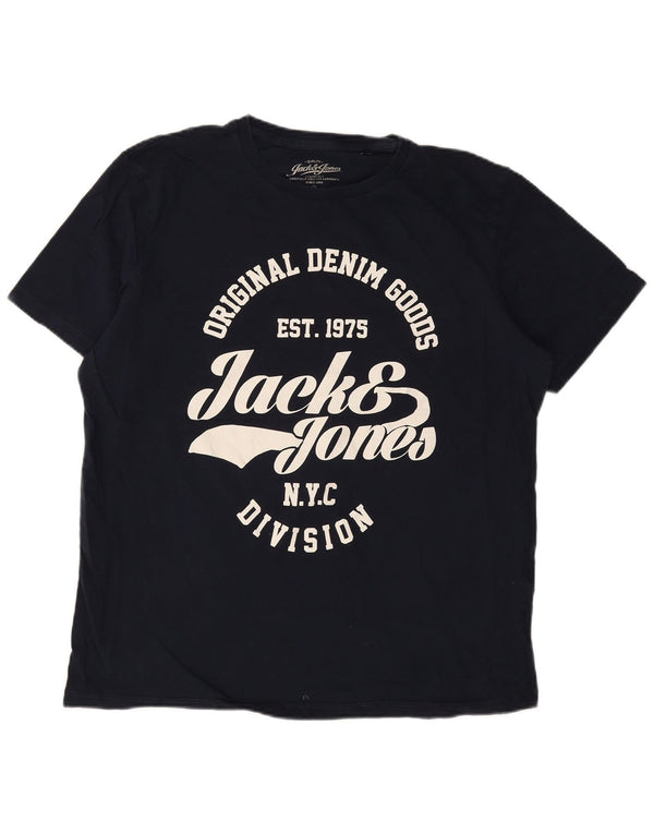 Jack & Jones Camiseta gráfica para hombre Top 2XL Azul marino