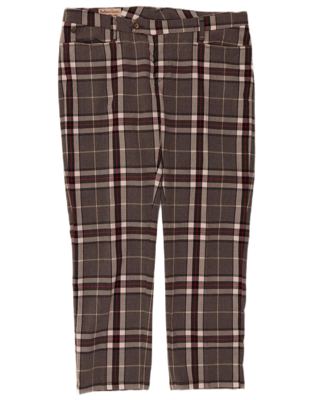 MARLBORO CLASSICS Pantalones casuales rectos para mujer W34 L27 Cuadros grises