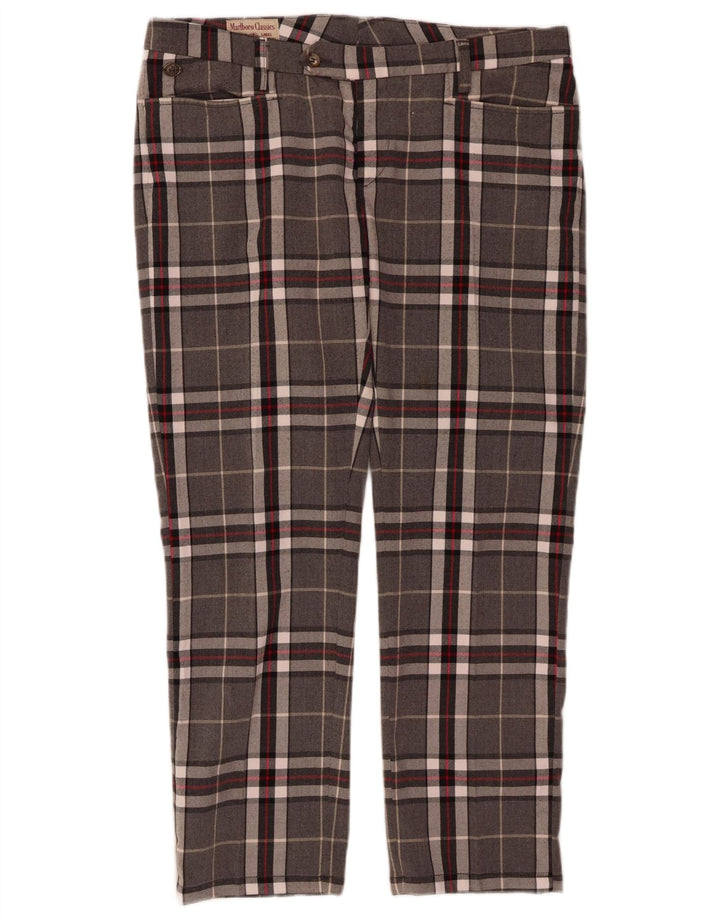 MARLBORO CLASSICS Pantalones casuales rectos para mujer W34 L27 Cuadros grises