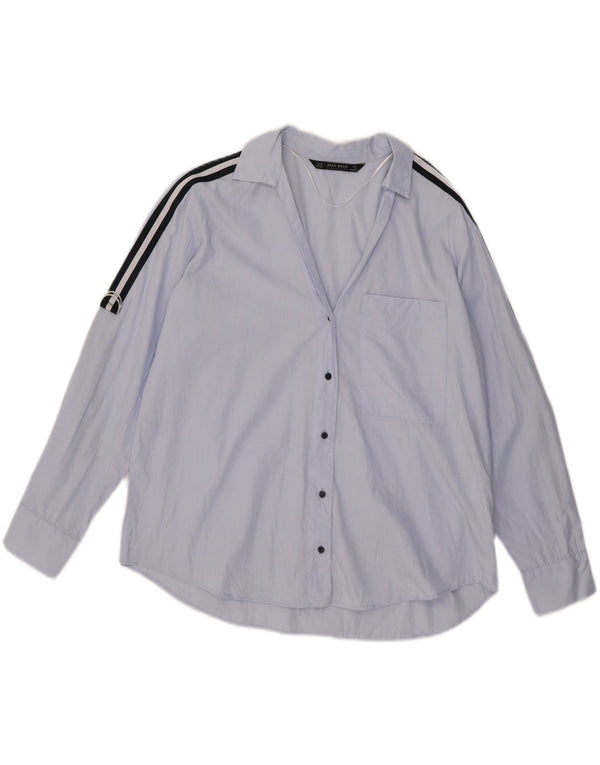 Zara Mujer Camisa Extragrande UK 6 XS Algodón Azul