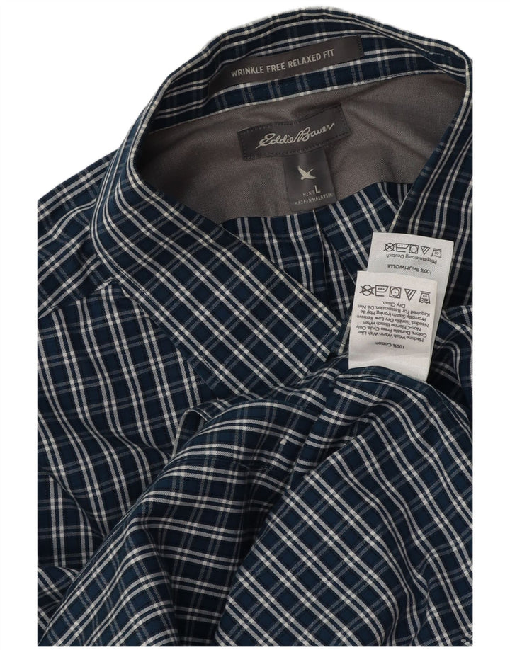 Eddie Bauer Camisa holgada para hombre de algodón azul marino grande