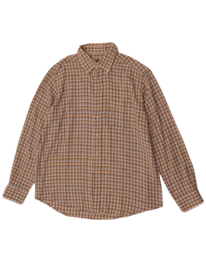 Camisa Charro Hombre Franela XL Algodón Cuadros Beige