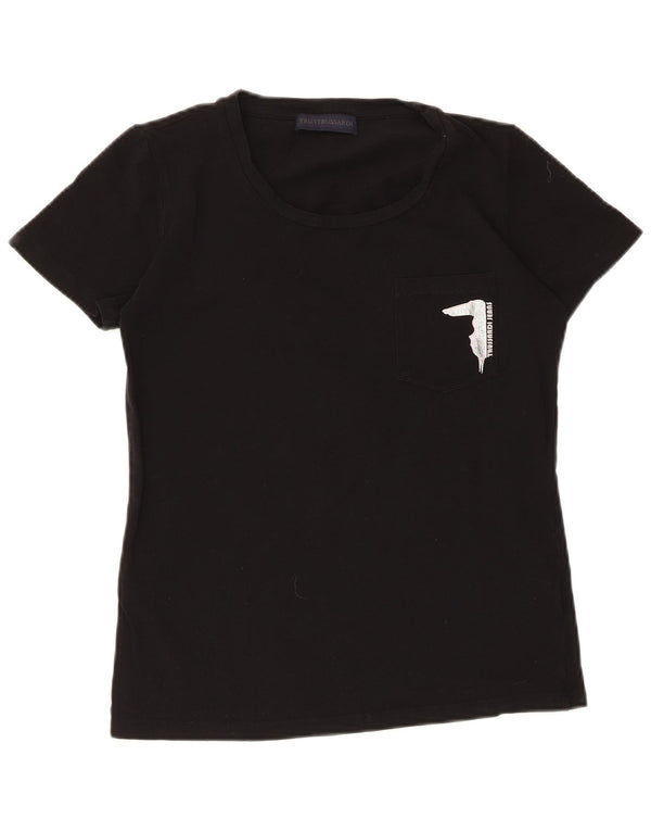 Trussardi Camiseta gráfica de manga corta para mujer UK 44 Medium Black