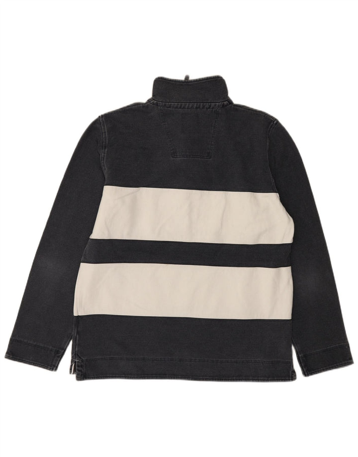 Crew Clothing - Sudadera con cuello y cremallera para hombre, color azul marino, a rayas