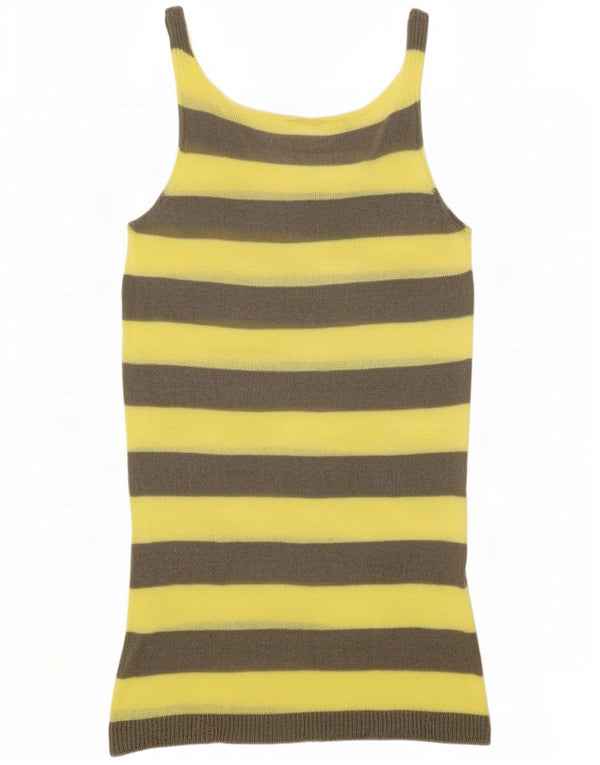 Stefanel Vestido tipo jersey sin mangas para mujer UK 40 Mediano a rayas amarillas