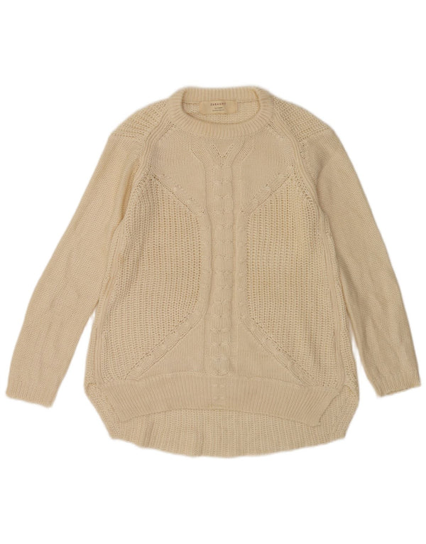 Zara Jersey con Cuello Barco para Mujer UK 10 Small Off White