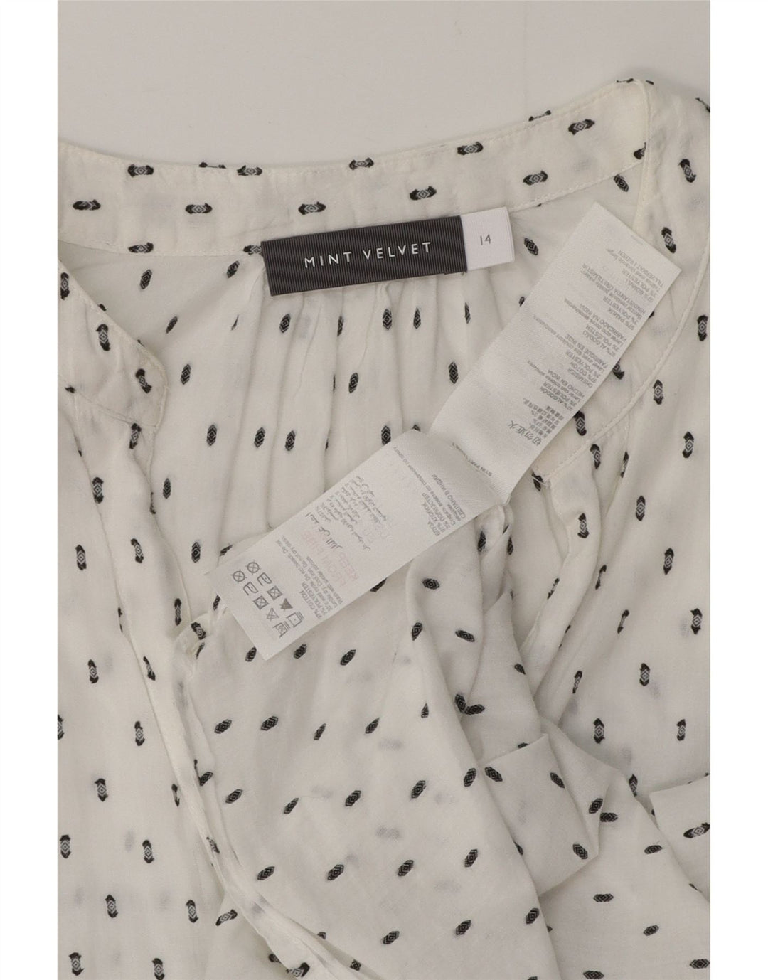 MINT VELVET Blusa camisera gráfica para mujer UK 40 Grande Algodón floral blanco