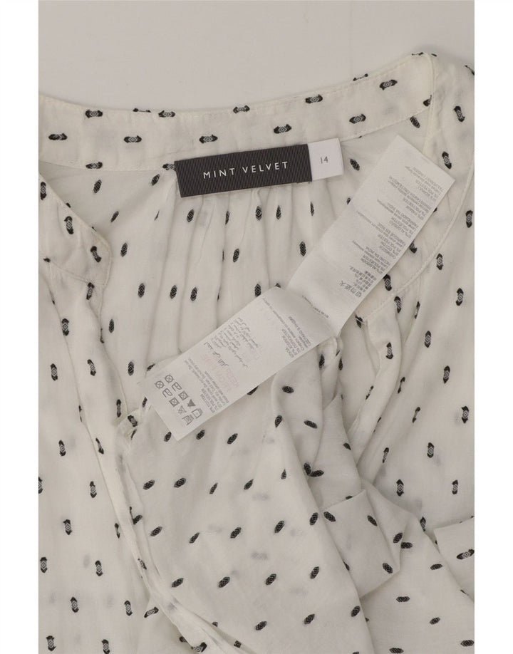 MINT VELVET Blusa camisera gráfica para mujer UK 40 Grande Algodón floral blanco