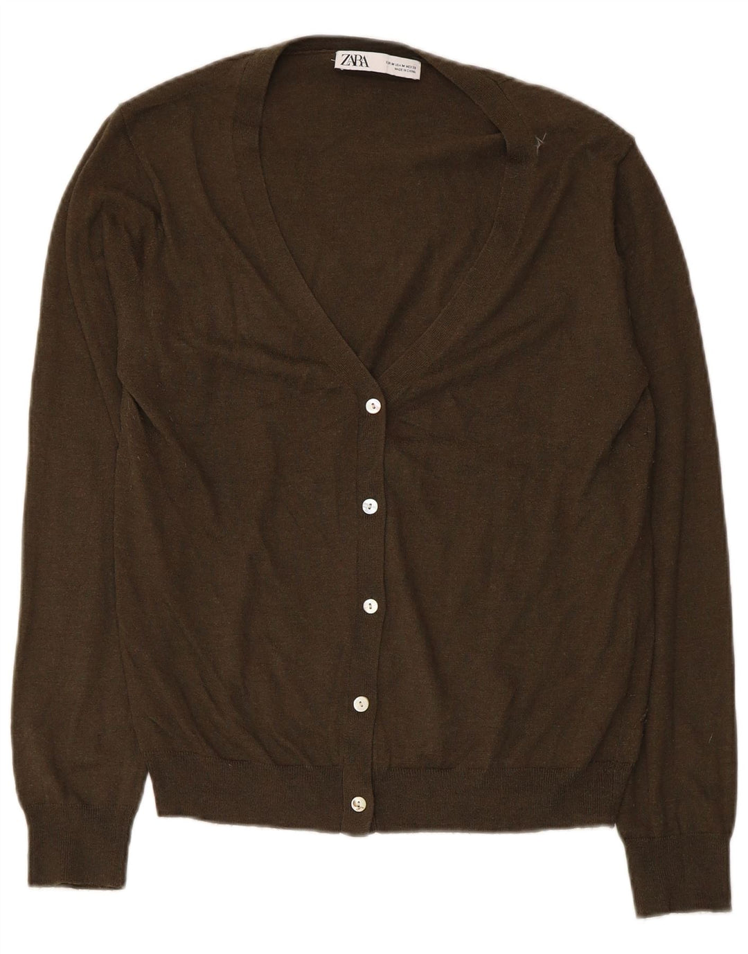 Zara Mujer Cárdigan Suéter UK 12 Medium Caqui