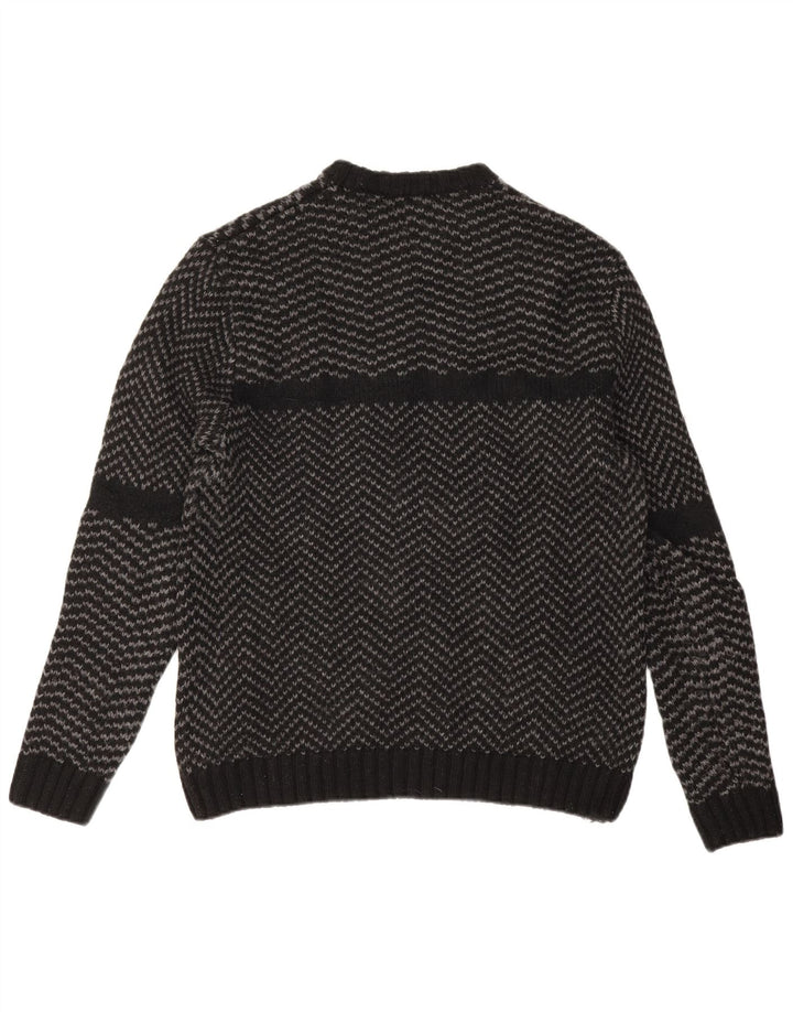 Zara Hombre Jersey De Cuello Redondo Jersey Grande Negro Chevron Nylon
