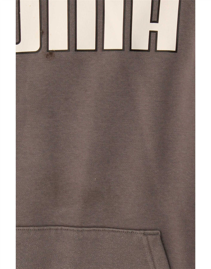 Puma Hombre Sudadera Con Capucha Gráfica Jersey De Algodón Gris Medio