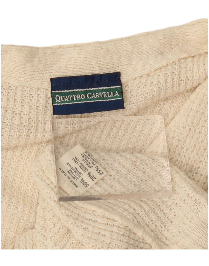 Quattro Castella - Cárdigan para hombre, talla grande, algodón beige