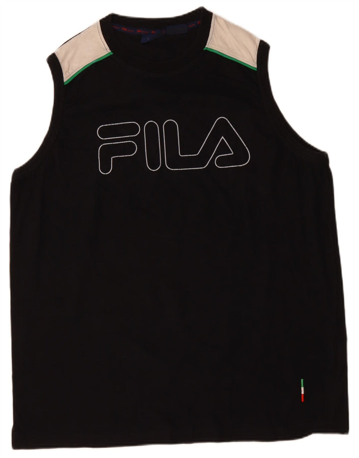 FILA Hombre Graphic Vest Top XL Algodón Colorblock Negro
