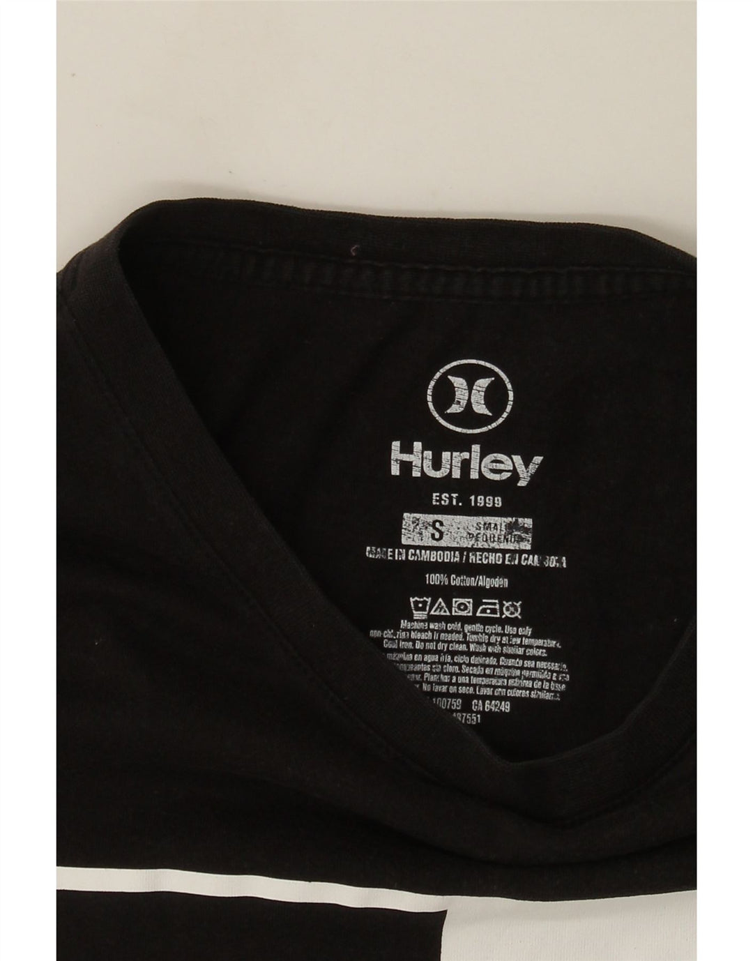 Hurley - Camiseta gráfica para hombre, talla pequeña, algodón negro