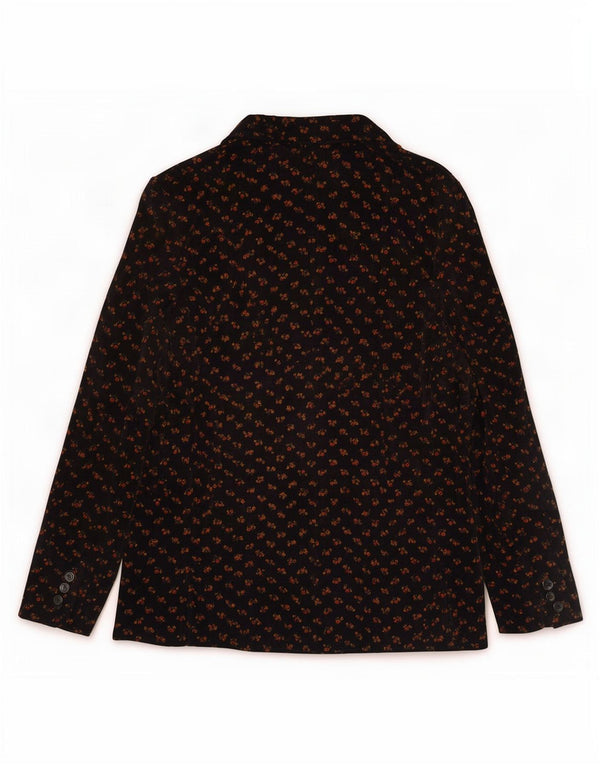 Vintage mujer 3 botones terciopelo Blazer chaqueta IT 48 XL negro floral