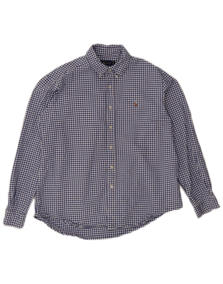 Ralph Lauren Camisa para hombre XL Algodón a cuadros azul