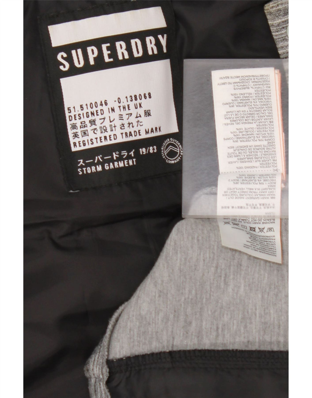 SUPERDRY Chaqueta acolchada con capucha para mujer UK 40 Gris medio Colorblock