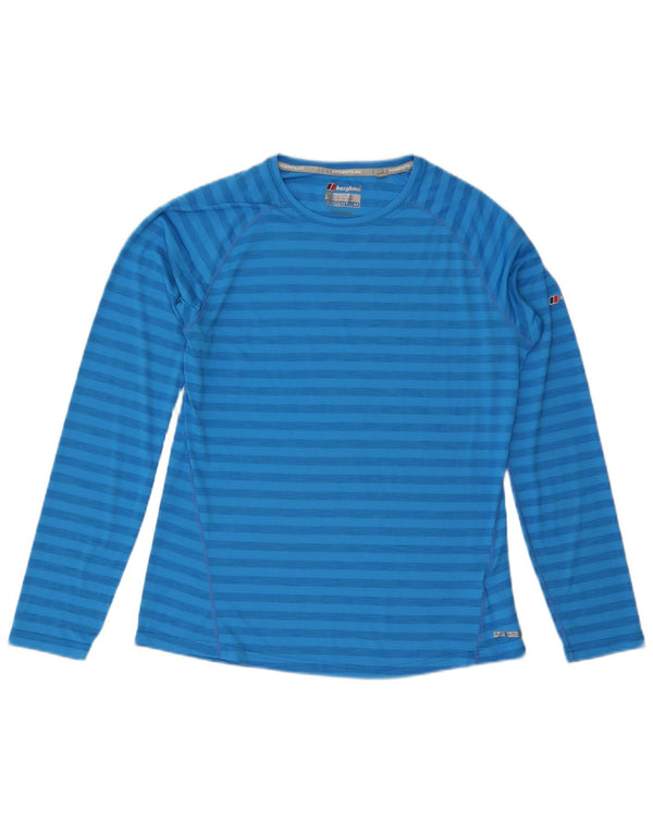 BERGHAUS Top para mujer manga larga UK 46 Poliéster a rayas azules grandes