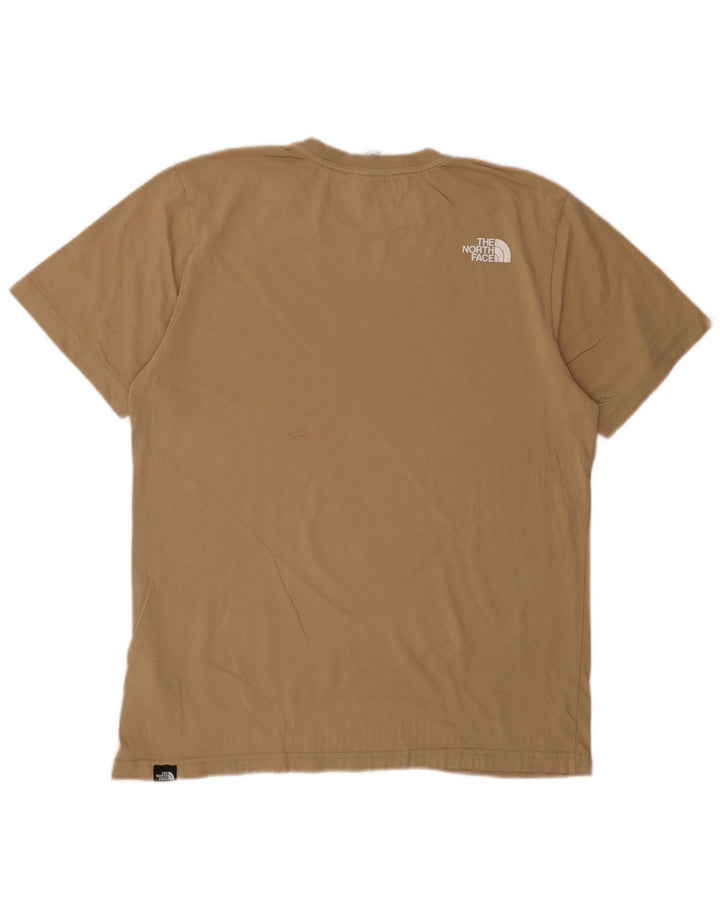 THE NORTH FACE Mens Graphic T-Shirt Top Medium Beige Cotton