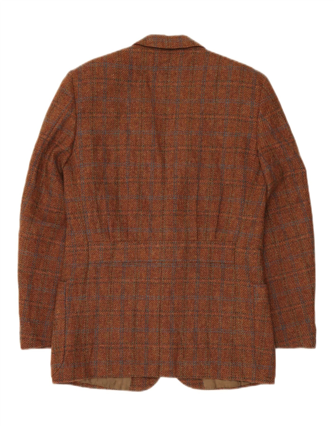 Vintage hombres 2 botones Blazer chaqueta IT 48 marrón medio comprobar lana virgen