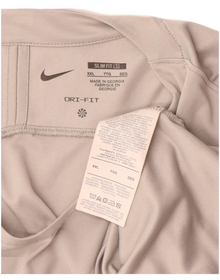 Nike Mens Dri Fit Slim Fit Top manga larga 2XL gris poliéster