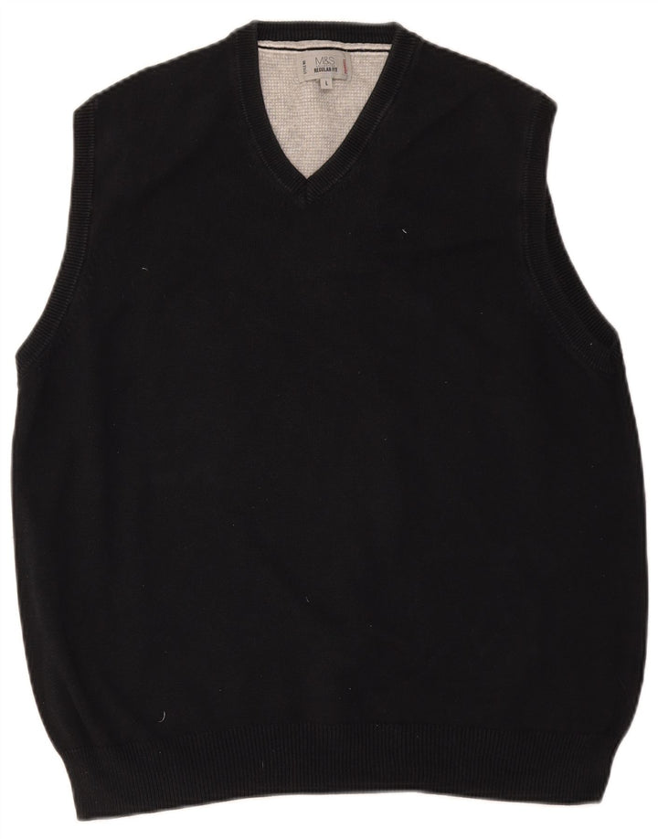 MARKS & SPENCER Camiseta sin mangas con ajuste regular para hombre, talla grande, color negro