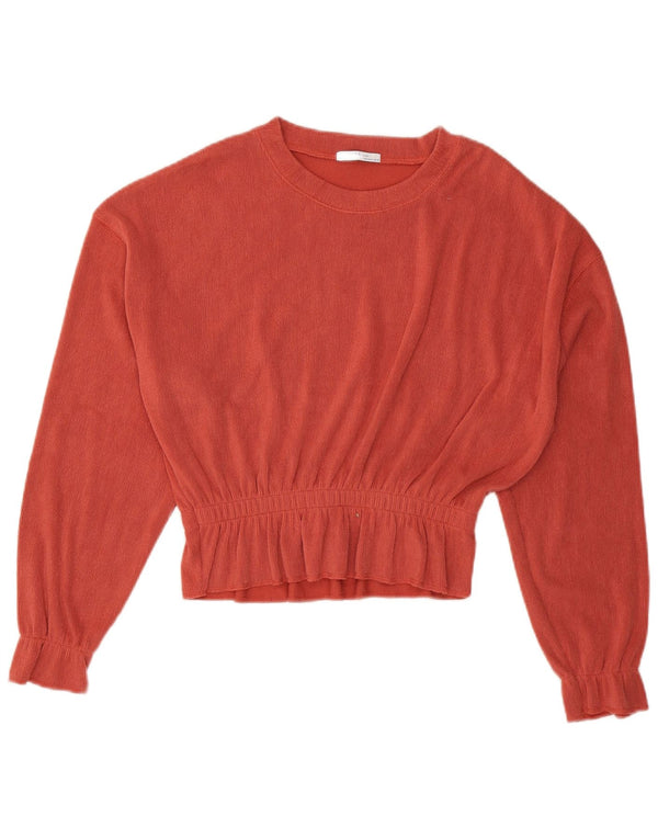 Zara Blusa de manga larga corta extragrande para mujer UK 10 Small Naranja
