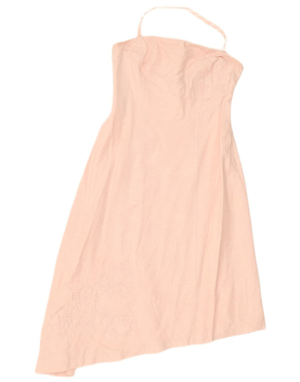 Oasis Vestido Halter Asimétrico para Mujer UK 42 Viscosa Floral Rosa Mediana