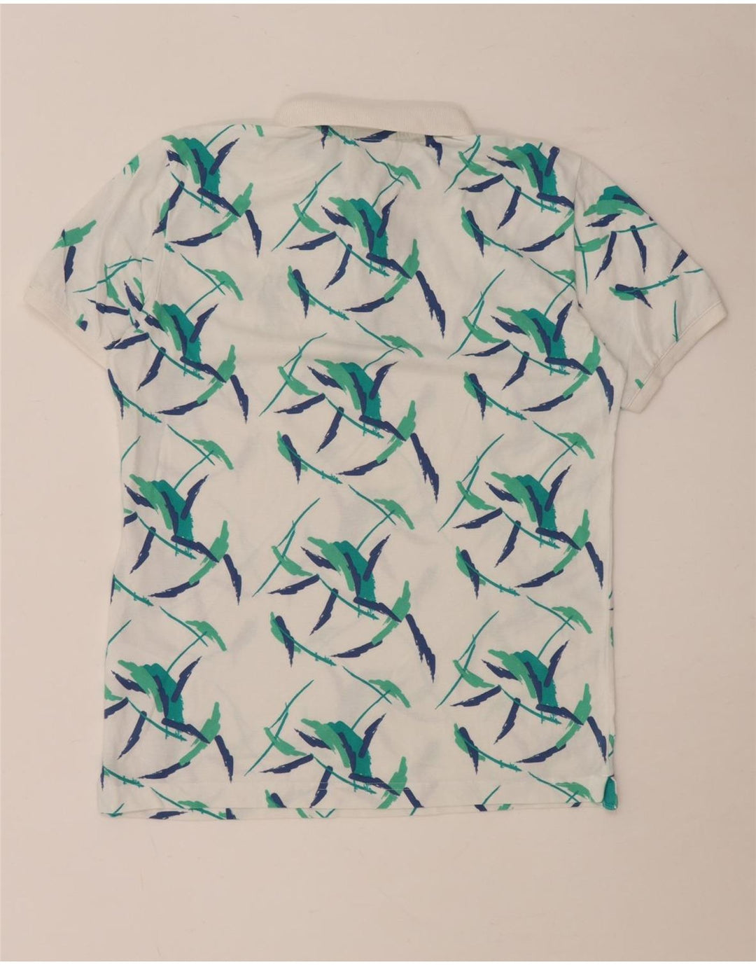 US Polo Assn Polo para hombre con estampado abstracto de algodón floral blanco mediano