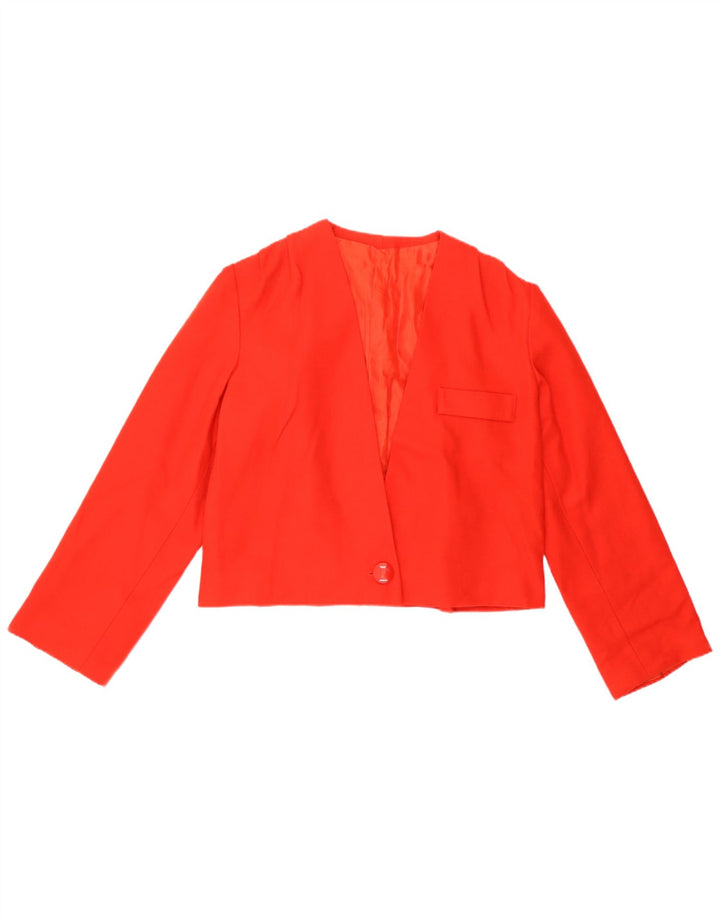 Vintage mujer 1 botón crop blazer chaqueta Reino Unido 8 pequeño rojo