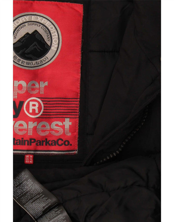 Superdry Parka para mujer, talla 40, talla grande, poliéster negro