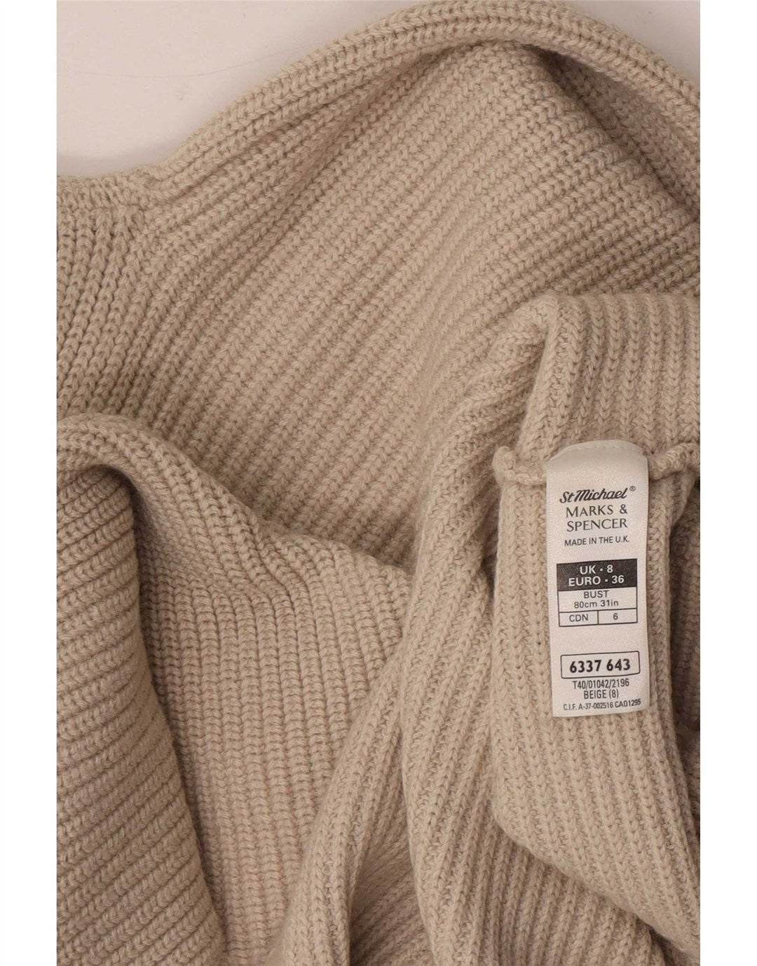 Marks & Spencer Suéter con Cuello Alto para Mujer UK 8 Small Beige