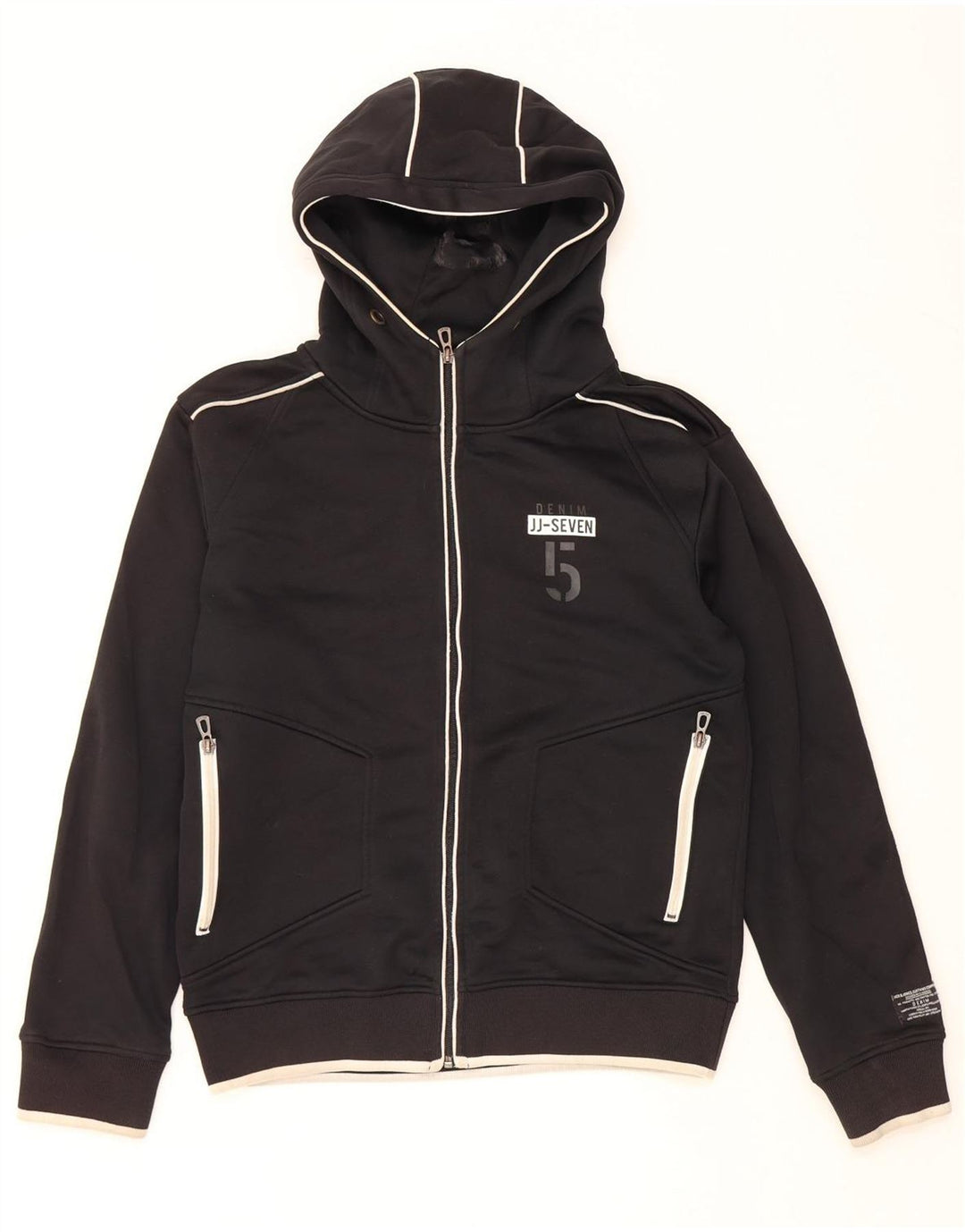 JACK & JONES Suéter con capucha y cremallera para mujer UK 44 Medium Black Colourblock